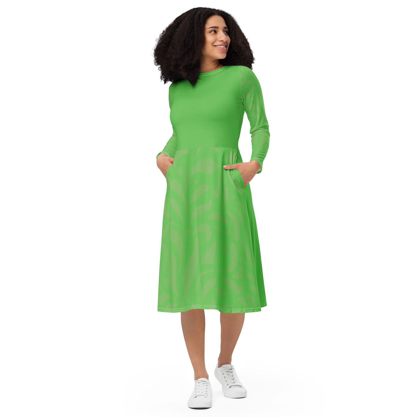 Spring leaves midi dress